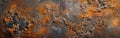 Rustic Metal and Stone Texture Banner: Grunge Orange Brown Corten Steel Background Panorama Royalty Free Stock Photo