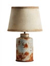 Rustic Metal Table Lamp with Textured Off White Shade Royalty Free Stock Photo
