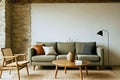 Rustic Modern Blend Living Area Stylish Interior Design Copy Space Royalty Free Stock Photo