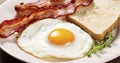 Rustic Morning Feast - Indulging in the Simple Pleasures of Bacon, Fried Eggs, and Toast. Generative AI