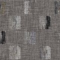Rustic mottled charcoal grey abstract french linen texture background. Worn neutral old vintage cloth printed fabric