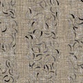 Rustic mottled charcoal grey french linen woven texture background. Worn neutral old vintage cloth printed fabric