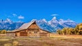 The rustic Moulton Barn on Mormon Row, in Jackson Hole, Wyoming. Royalty Free Stock Photo