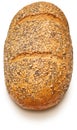 Rustic multigrain bread wheat, rye, sunflower seeds, linseed, poppy, sesame and barley. World Champion. Isolated.