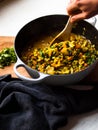 Rustic mung bean dahl curry in natural light Royalty Free Stock Photo