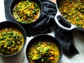 Rustic mung bean dahl curry in natural light