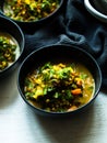Rustic mung bean dahl curry in natural light Royalty Free Stock Photo