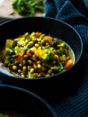 Rustic mung bean dahl curry in natural light Royalty Free Stock Photo