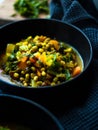 Rustic mung bean dahl curry in natural light