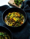 Rustic mung bean dahl curry in natural light Royalty Free Stock Photo