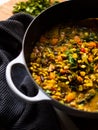 Rustic mung bean dahl curry in natural light Royalty Free Stock Photo