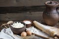 Rustic natural dairy products Royalty Free Stock Photo