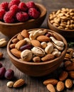 Rustic Nut Arrangement with Fruits Royalty Free Stock Photo