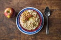 Rustic oatmeal with apple and pecans