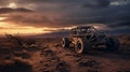 Rustic Offroad Vehicle In Ominous Desert Scene - Industrial Photography