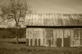 Rustic old barn with sepia tone historic farming culture in amer Royalty Free Stock Photo