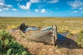 Rustic old boat left to decay on Salt Marshes between Blakeney and Cley