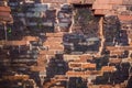 Rustic Old Brick Wall Texture. very old wall with plants Royalty Free Stock Photo