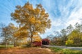 Rustic old covered bridge in the bucolic setting of the Maryland countryside during Autumn Royalty Free Stock Photo