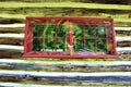 Rustic old log cabin windows located in Childwold, New York, United States