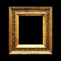 Rustic old ornate frame isolated on black Royalty Free Stock Photo