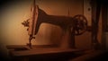Rustic old sewing machine was on a shelf Royalty Free Stock Photo