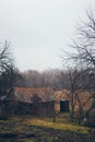 A rustic old house in the Ukrainian village, abandoned Royalty Free Stock Photo