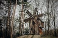 Rustic old windmill in ukrainian national architecture park, woo Royalty Free Stock Photo