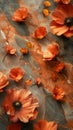 A rustic orange marble and marigolds.