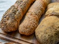 Rustic organic bread loaves with seeds Royalty Free Stock Photo