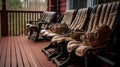 Rustic Organic Wood Seat in Peaceful Forest Setting generated by AI tool Royalty Free Stock Photo