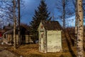 Colourful outhouse, Millarville, Alberta, Canada