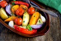 Rustic oven baked vegetables Royalty Free Stock Photo