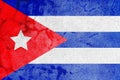 Rustic painted cuban flag on cracked old concrete wall Royalty Free Stock Photo