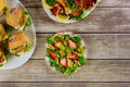 Rustic party table with variety dishes for american holiday Royalty Free Stock Photo