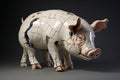 Rustic Pig cracked ceramic. Generate Ai