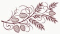 Rustic Pine Branch & Pinecones Vector Botanical Illustration, vector design Generative AI Royalty Free Stock Photo