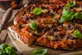Rustic pizza with minced meat Royalty Free Stock Photo