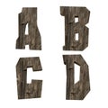 Rustic plank alphabet - letters A-D