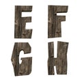 Rustic plank alphabet - letters E-H