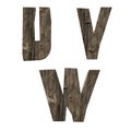 Rustic plank alphabet - letters U-W