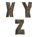 Rustic plank alphabet - letters X-Z