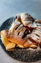 Rustic Plate of Blueberry-Filled Sweet Buns