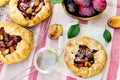 Rustic plum tart pie galette Royalty Free Stock Photo