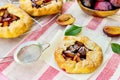 Rustic plum tart pie galette Royalty Free Stock Photo