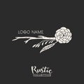 Rustic premade typographic logo with flowers, branches and feathers. Royalty Free Stock Photo