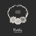 Rustic premade typographic logo template with flowers and branches Royalty Free Stock Photo