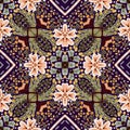 Rustic provence floral pattern background. Boho whimsical french swatch for repeat tile. Country cottage vintage quilt