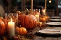 Rustic pumpkin centerpiece for a fall wedding