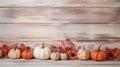 Rustic Pumpkin Flat Lay on Shabby Chic Wooden Background AI Generated